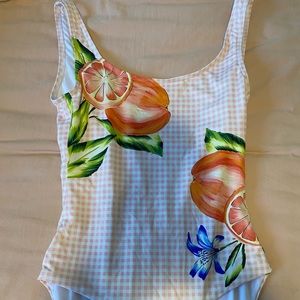 Fruit & Plaid Swim One Piece